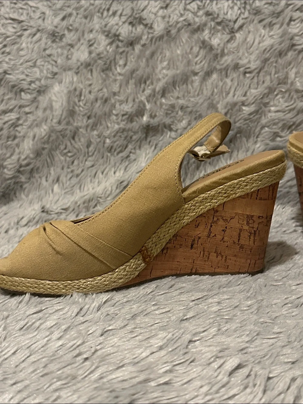 Seychelles Tan Knotted Slingback Espadrille Cork Wedges